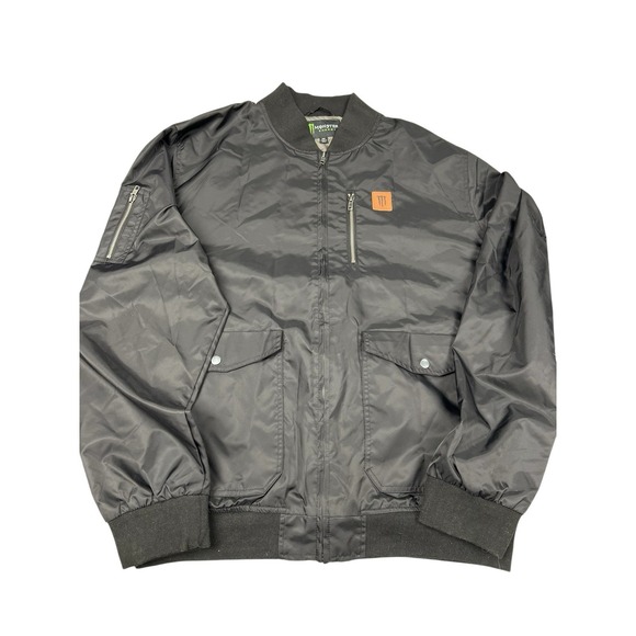 Monster Energy Other - Monster Energy‎ Jacket Men's M Black Full Zip Bomber Windbreaker Flap Pockets
